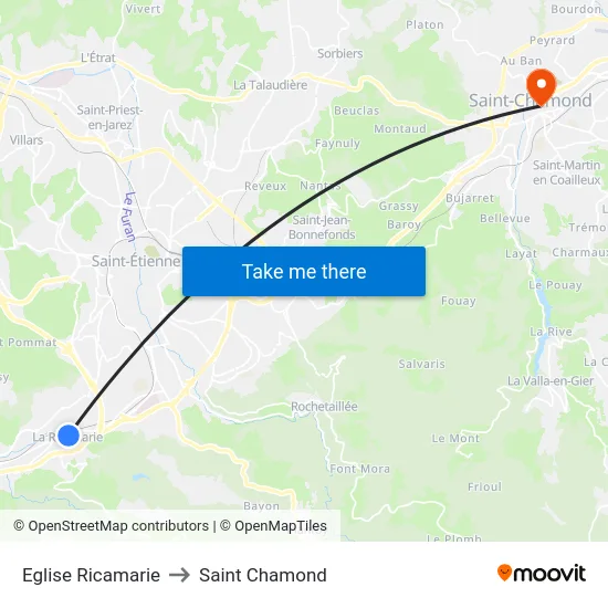 Eglise Ricamarie to Saint Chamond map