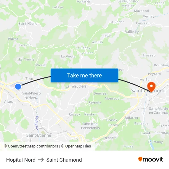Hopital Nord to Saint Chamond map