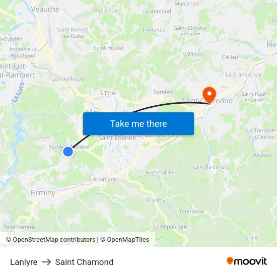 Lanlyre to Saint Chamond map