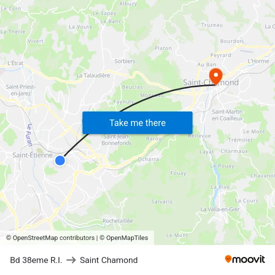 Bd 38eme R.I. to Saint Chamond map