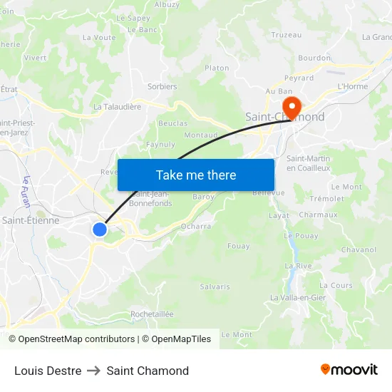 Louis Destre to Saint Chamond map
