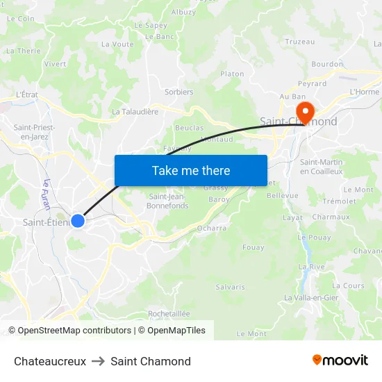 Chateaucreux to Saint Chamond map