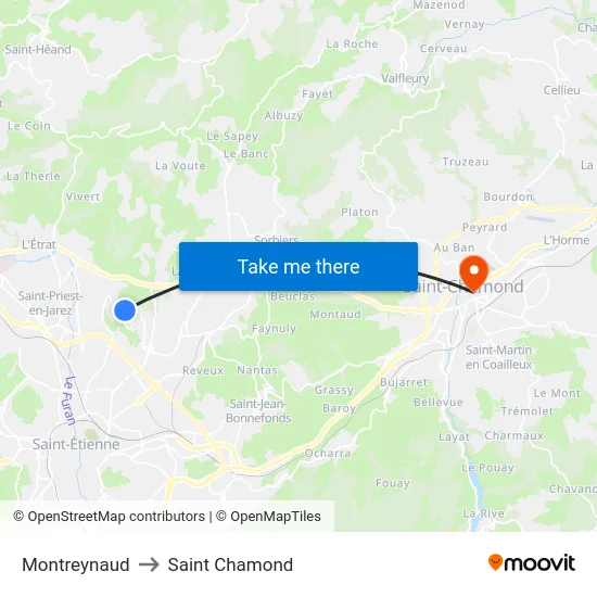 Montreynaud to Saint Chamond map