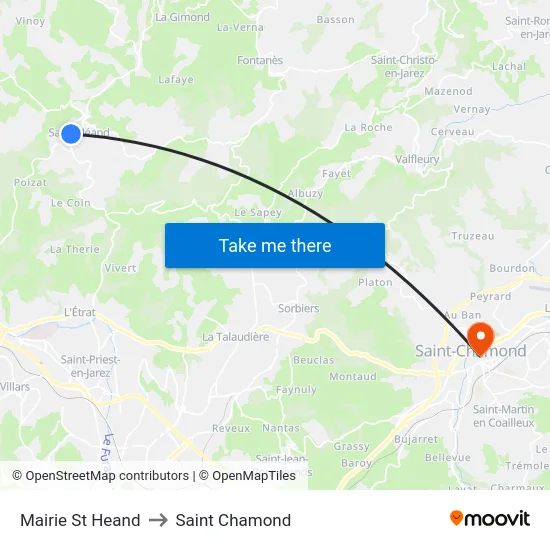 Mairie St Heand to Saint Chamond map