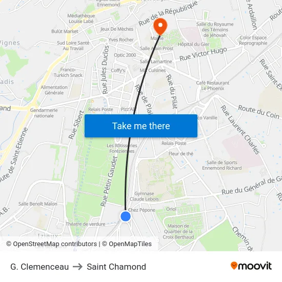 G. Clemenceau to Saint Chamond map