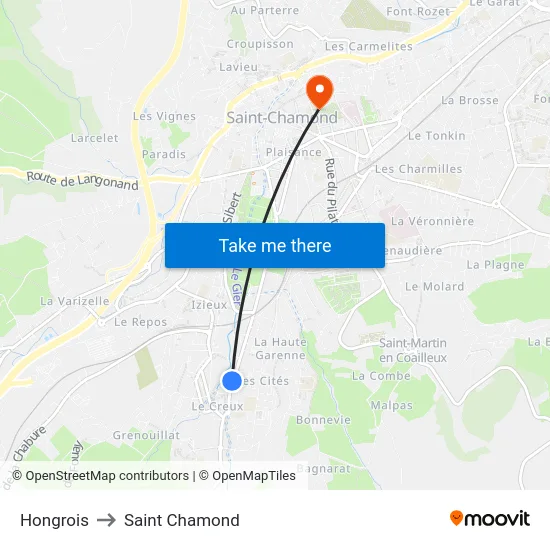 Hongrois to Saint Chamond map