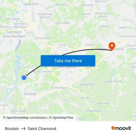 Boulain to Saint Chamond map