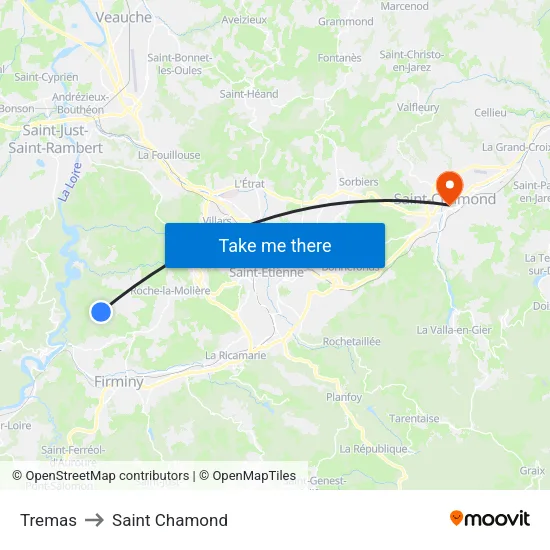 Tremas to Saint Chamond map