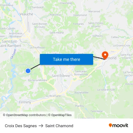 Croix Des Sagnes to Saint Chamond map
