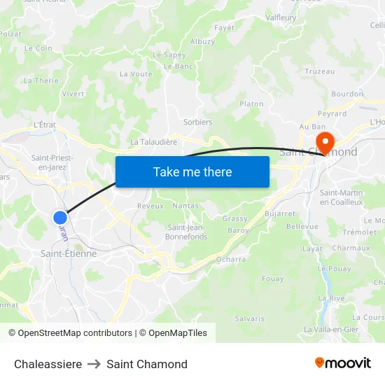 Chaleassiere to Saint Chamond map