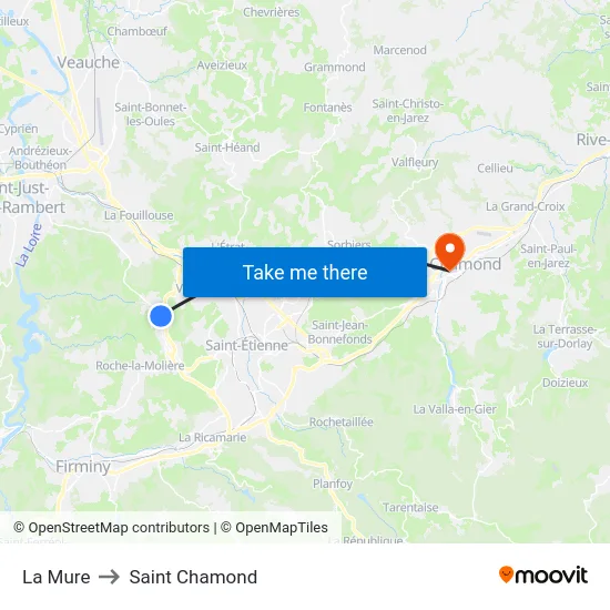 La Mure to Saint Chamond map