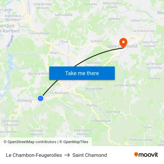 Le Chambon-Feugerolles to Saint Chamond map