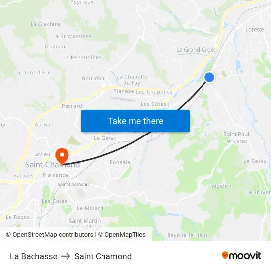 La Bachasse to Saint Chamond map