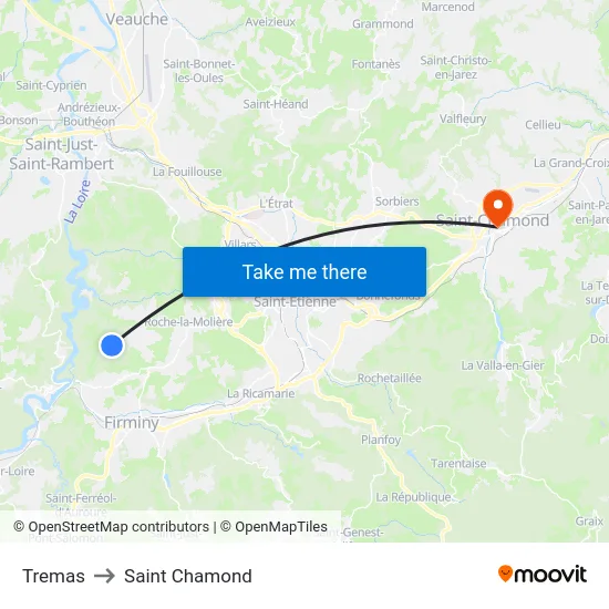 Tremas to Saint Chamond map
