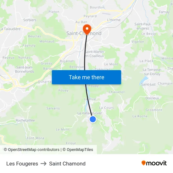 Les Fougeres to Saint Chamond map