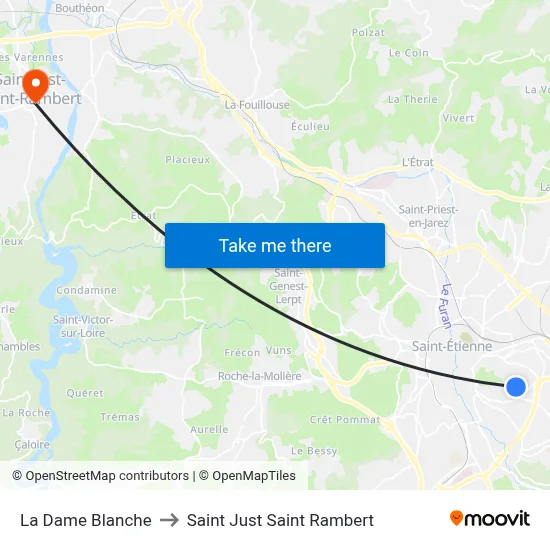 La Dame Blanche to Saint Just Saint Rambert map