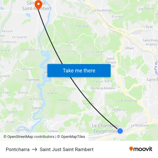 Pontcharra to Saint Just Saint Rambert map