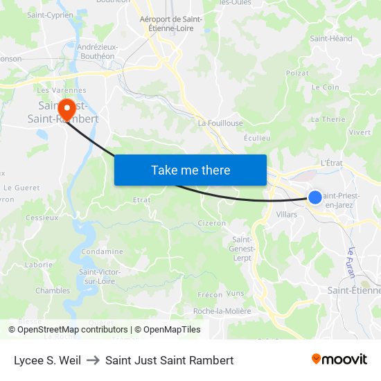 Lycee S. Weil to Saint Just Saint Rambert map