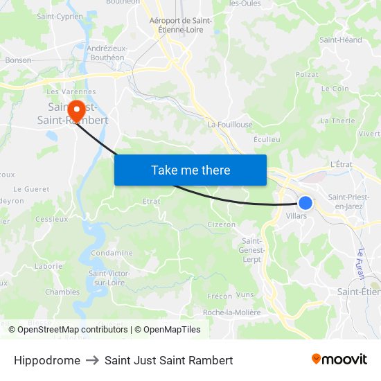 Hippodrome to Saint Just Saint Rambert map