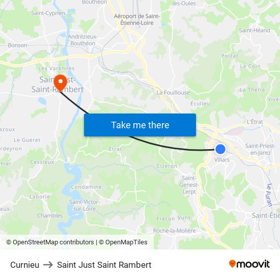 Curnieu to Saint Just Saint Rambert map