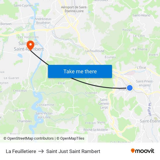 La Feuilletiere to Saint Just Saint Rambert map