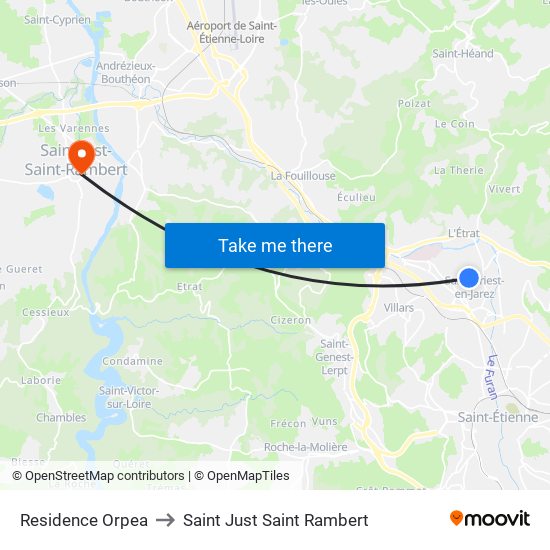 Residence Orpea to Saint Just Saint Rambert map