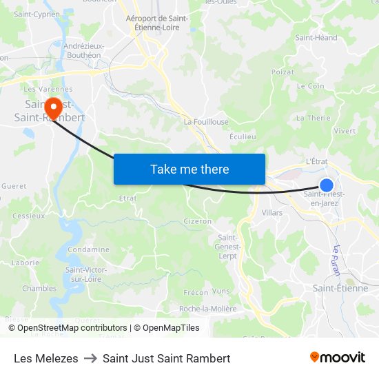 Les Melezes to Saint Just Saint Rambert map