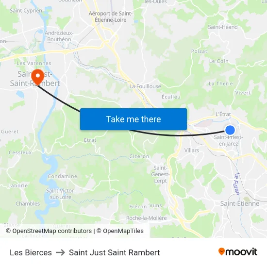 Les Bierces to Saint Just Saint Rambert map
