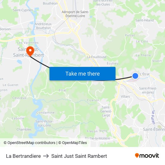 La Bertrandiere to Saint Just Saint Rambert map