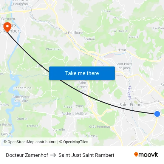 Docteur Zamenhof to Saint Just Saint Rambert map