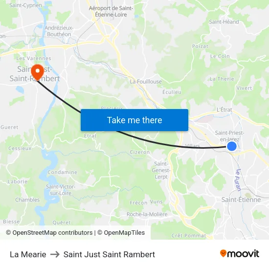 La Mearie to Saint Just Saint Rambert map