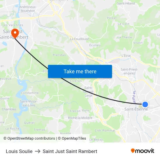Louis Soulie to Saint Just Saint Rambert map