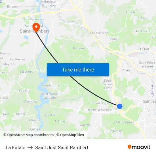 La Futaie to Saint Just Saint Rambert map