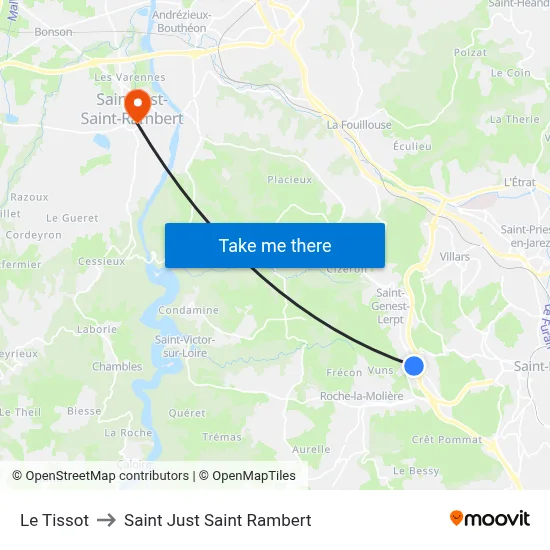 Le Tissot to Saint Just Saint Rambert map