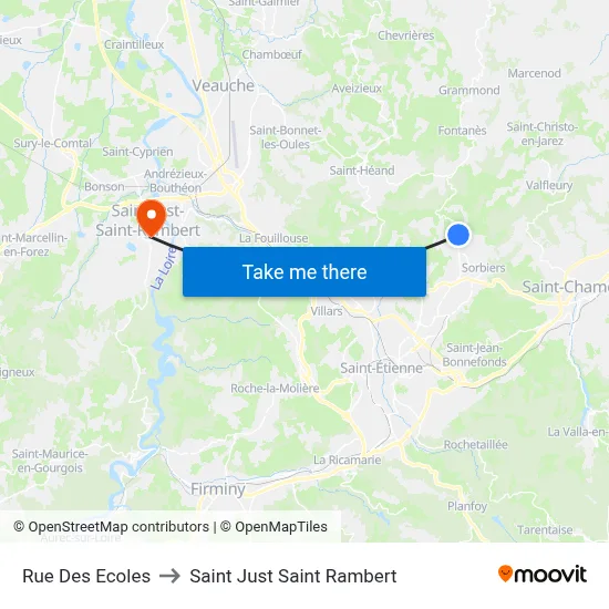 Rue Des Ecoles to Saint Just Saint Rambert map