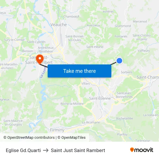 Eglise Gd.Quarti to Saint Just Saint Rambert map