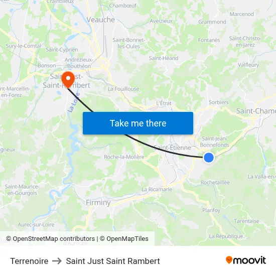 Terrenoire to Saint Just Saint Rambert map