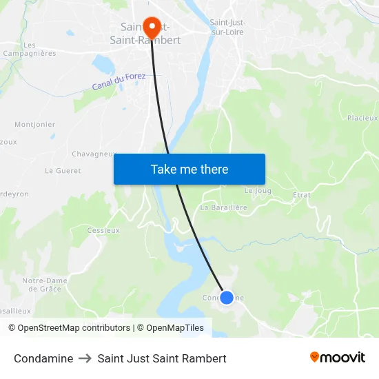 Condamine to Saint Just Saint Rambert map