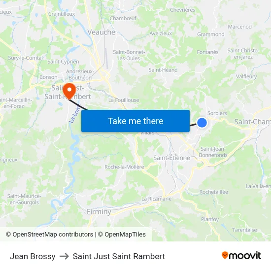 Jean Brossy to Saint Just Saint Rambert map