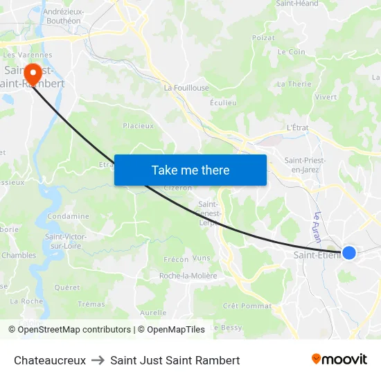 Chateaucreux to Saint Just Saint Rambert map
