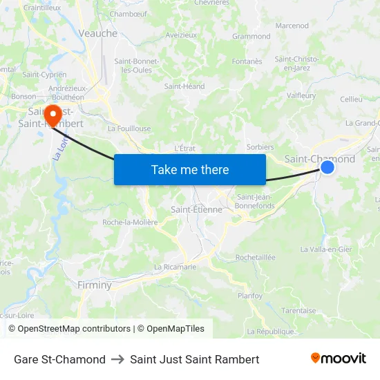 Gare St-Chamond to Saint Just Saint Rambert map
