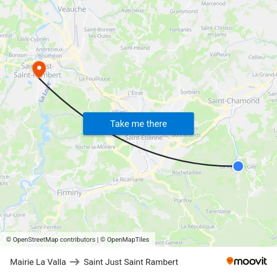 Mairie La Valla to Saint Just Saint Rambert map