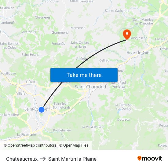 Chateaucreux to Saint Martin la Plaine map