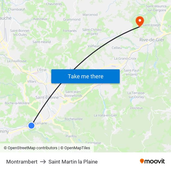 Montrambert to Saint Martin la Plaine map