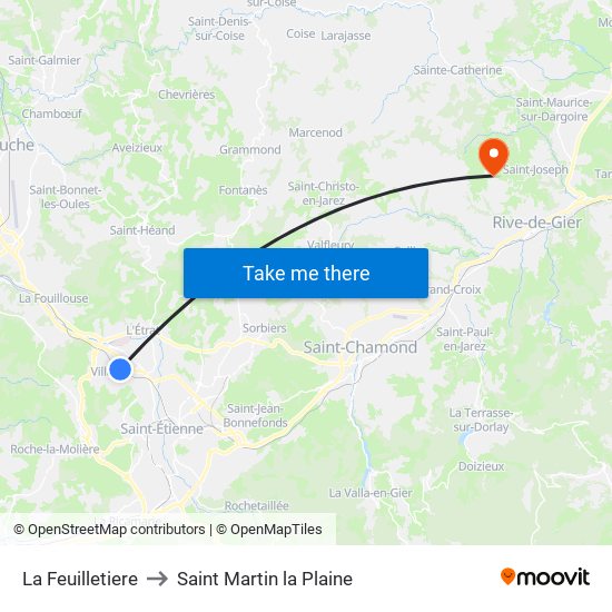 La Feuilletiere to Saint Martin la Plaine map