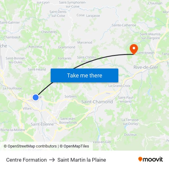 Centre Formation to Saint Martin la Plaine map