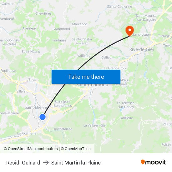 Resid. Guinard to Saint Martin la Plaine map