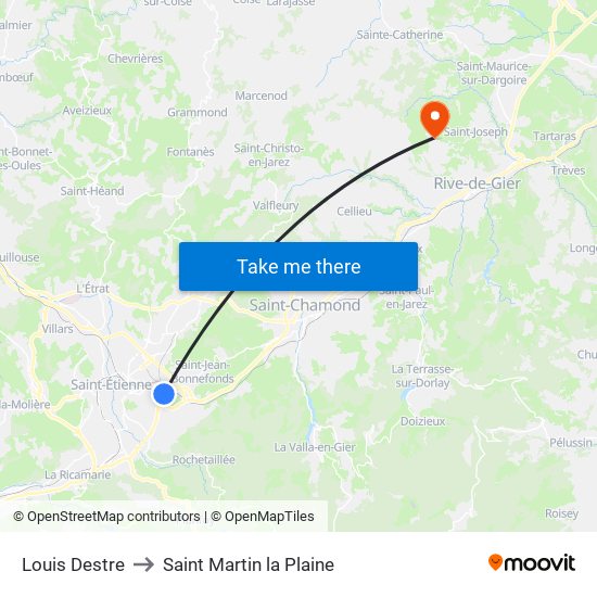 Louis Destre to Saint Martin la Plaine map