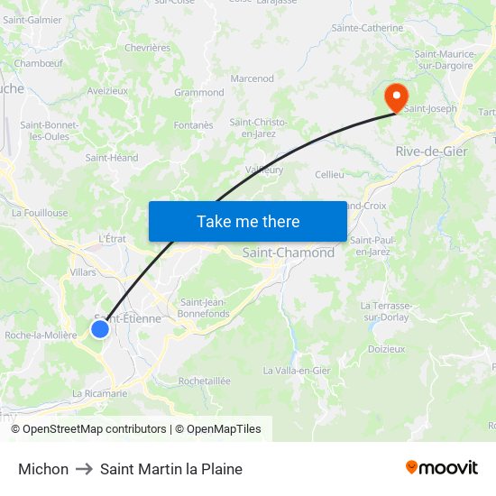 Michon to Saint Martin la Plaine map