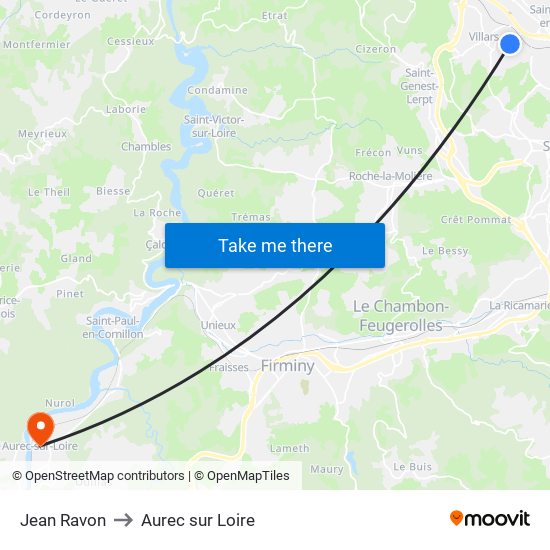 Jean Ravon to Aurec sur Loire map